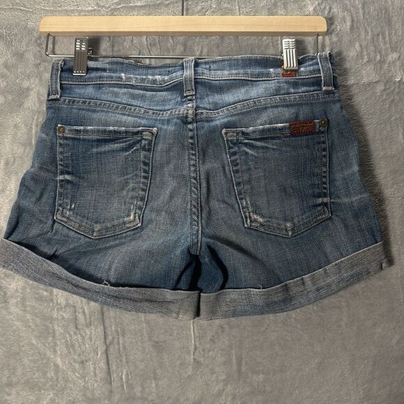 7 for all Mankind Distressed Medium Wash Jean Denim Shorts Size 24 - Picture 7 of 10